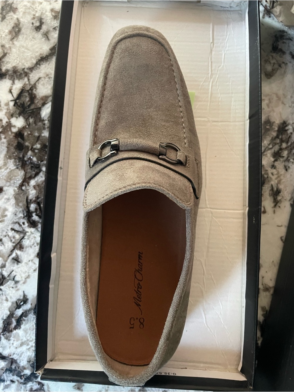 Men's Suede Slip-On Loafers with Metal Bit in gray